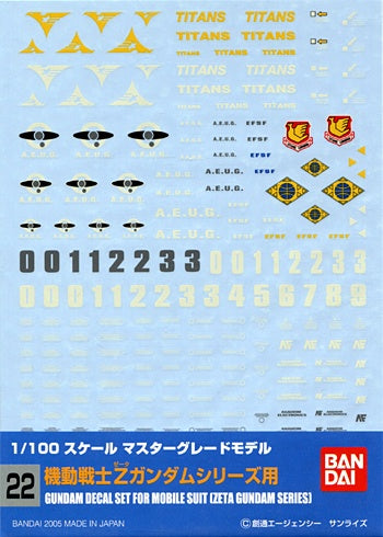 GD-22 Z Gundam MG Series Decal